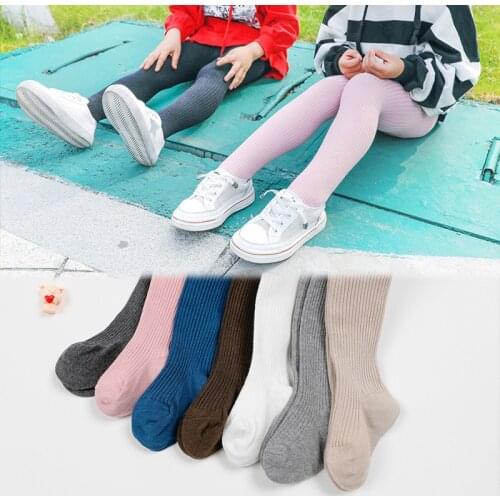 Tights For Girls Knitted Cotton Ribbed Baby Girl Autumn Winter Stockings Soft Breathable Children Pantyhose Suitable for 1-7 Yrs