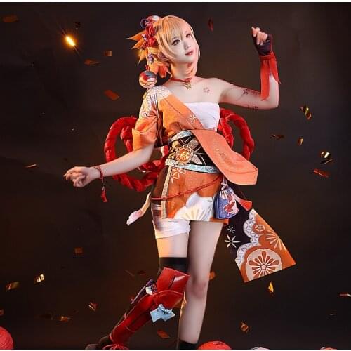 Genshin Impact Yoimiya Cosplay Costume LiuYanHuaWu Game Suit Uniform Halloween Carnival Party Outfit For Women Hot Game NEW