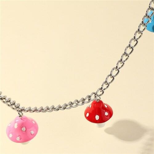 Creative Waist Chain Resin Love Small Mushroom Multilayer Body Chain Female Personality Punk Pendant Waist Chain New