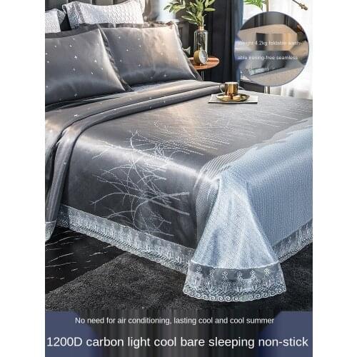 1.8 M Bed 2.0 M1.5 Wash Folded Ice Silk Summer Sleeping Mat Air Conditioner Cold Three-Piece Set Summer Machine Wash Double