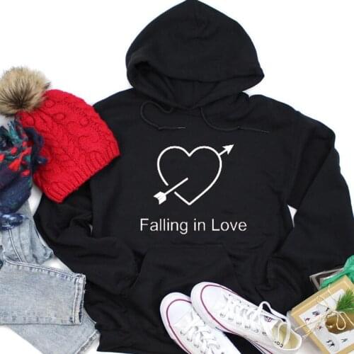Kwawaii Falling In Love Crewneck 100% Cotton Hoodies Women Sweatshirt Full Long Sleeve Shirt Fashion Pullover Plus Size Clothing