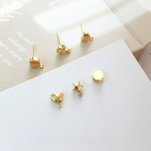 DIY simple and versatile S925 pure silver ear pin mini earrings hypoallergenic love five-pointed star round earring accessories