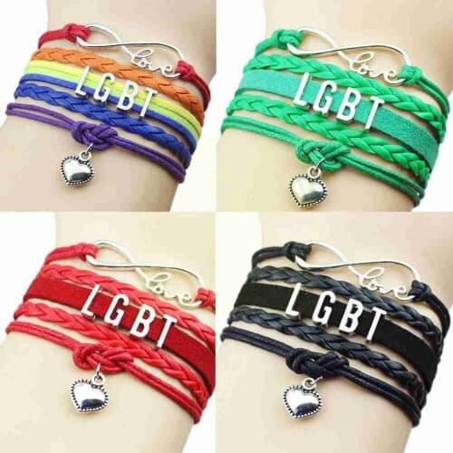 Fashion LGBT Braided Rainbow Bracelet for Women Men Wrist Bracelets Lesbians Gays Bisexuals Couple Bracelet Friendship Gifts