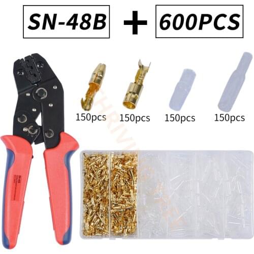 400/600PCS 3.9mm Car Auto Motorcycle Bullet Crimp Terminals Electrical Wire Connector Insulation Female And Male Crimping Pliers