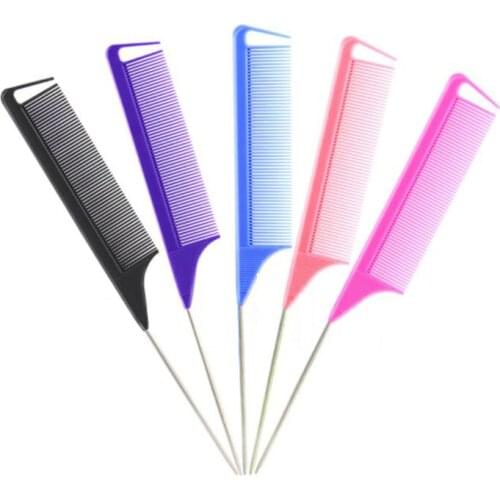 Professional Fine-Tooth Rat Tail Comb Metal Pin Antistatic Salon HairBrush Massage Comb Beauty Hairdressing Style Hair Care Tool