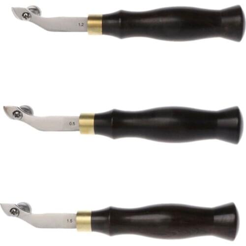 Adjustable Stainless Steel Creaser Press Sideline Edge Ebony Handle Leather Craft Tool DIY 0.5/1.2/1.5mm