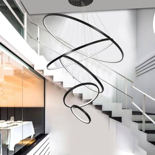 White/Black Rings modern led pendant lights for diningroom bedroom home deco hanging lights suspension luminaire light fixtures