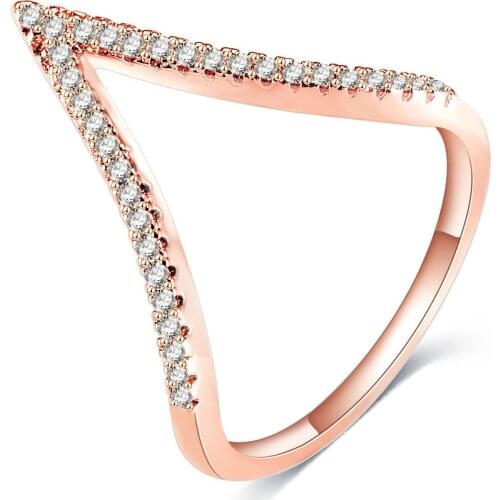 Crystal Zircon 8 Woord Meisje Lucky Nummer Rose Goud kleur Wedding Ring Fasion rings for women