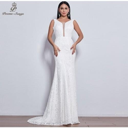 Poems Songs new elegant style lace wedding dress 2021 for wedding Vestido de noiva Mermaid wedding dresses ivory / white color