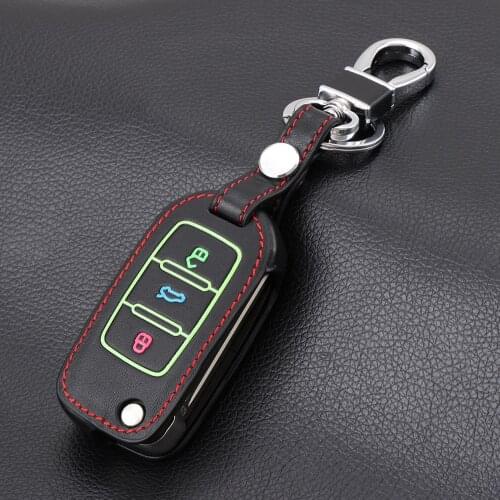 Luminous leather Car Key Case for VW Polo Golf 4 5 6 Passat Tiguan Jetta Bora Eos Scirocco For Skoda Octavia A5 Fabia Superb