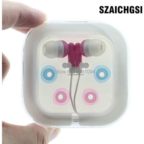 SZAICHGSI Cheapest colorful 3.5mm In ear candy Earphone With Crystal Box As Gift For MP 3 4 Mobile phone wholesale 100pcs/lot