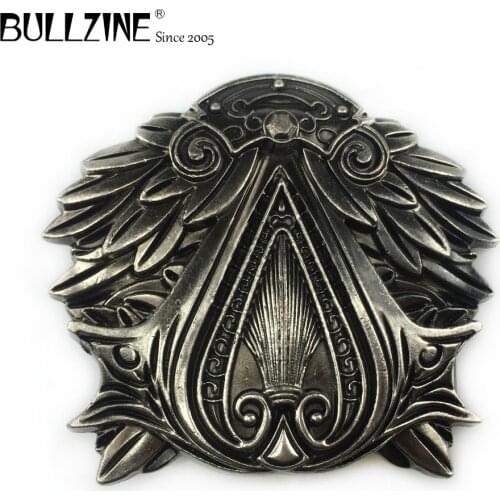 The Bullzine belt buckle with antique silve finish FP-03697 suitable for 4cm width snap on belt drop shipping