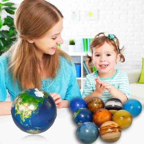 6.3cm Eight Planets Moon Star Earth Globe Ball Color Printing Ball Rubber Bouncy Sponge Elastic Squishy Toy Gift For Kids