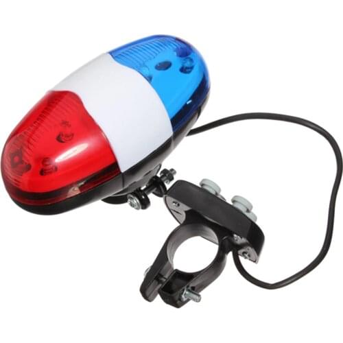 Bicycle 6 Flashing LED 4 Sounds Police Siren Trumpet Horn Bell Bike Rear Taillight Waterproof MTB Road Bike Tail Light