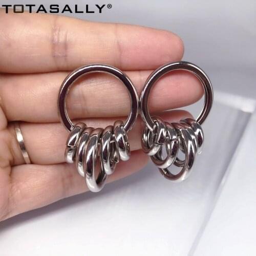 TOTASALLY Women Golden Earrings Fashion Silver Color Tubes Geometric Party Earring Ladies Punk Ear Drops Jewelry Gifts Brincos