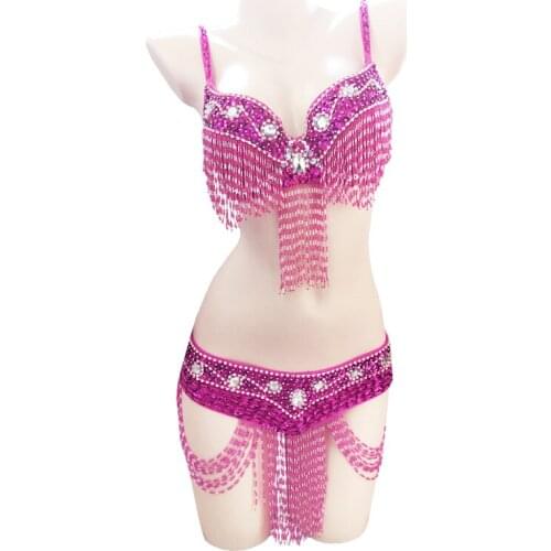 Hot Women Belly Dancing belt bra Set Belly Dance Costume Belly Dancing Clothes Sexy Dance Carnival Tops Chain BRA Belt clothes