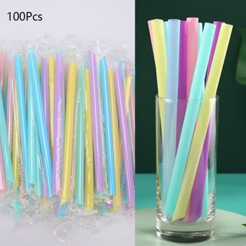 100pcs Large Drinking Straws Mixed Colors For Pearl Bubble Milk Tea Smoothie Party Plastic Bar Accessories