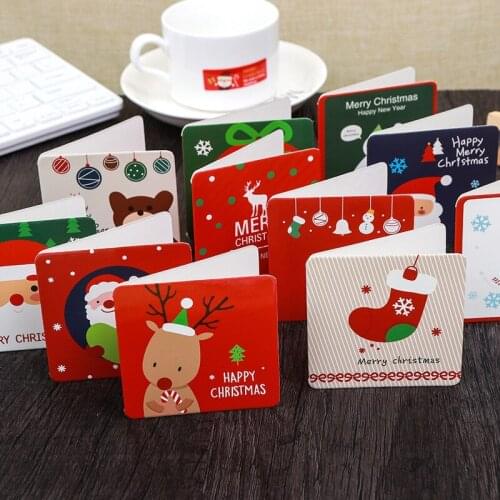 144pcs Creative Merry Christmas Greeting Cards With Envelope Small Greeting Cards Mini New Year Postcards Gift Card Xmas Party