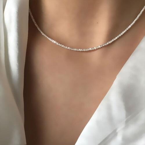 14k Gold Plated Stainless Steel Italian Vicenza Sparkling Glitter Clavicle Chain Necklace For Women Men Punk Choker Jewelry