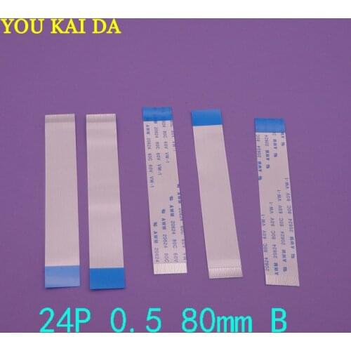 2pcs/lot New FFC FPC 24pin flat flexible cable 0.5mm pitch 24 pin reverse Length 80mm Width 12.5mm Ribbon 24p Flex Cable