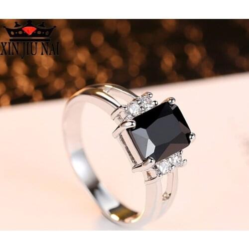 2020 new multi-color fashion elegant square quality rhinestone engagement ladies ring wedding girlfriend gift women jewelry