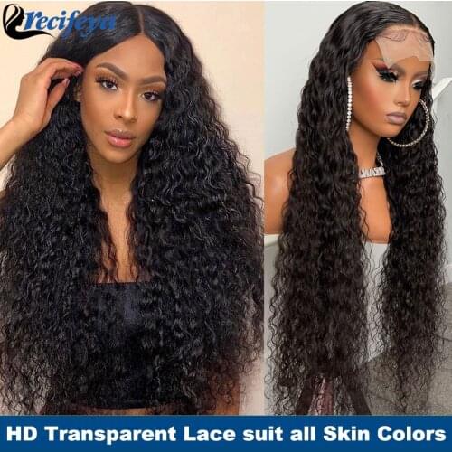 30 Inch Deep Wave Lace Closure Wig Brazilian Water Wave 13X4 Body Wave Lace Front Wig 100% Remy Straight Human Hair Lace Wigs