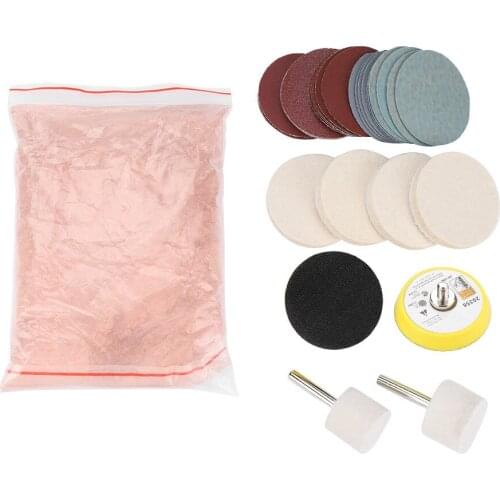 34pcs Deep Scratch Clear Glass Polishing Kit Cerium Oxide Powder Felt Polishing Wheel Polishing Disc Polishing Pad Abrasive Disc