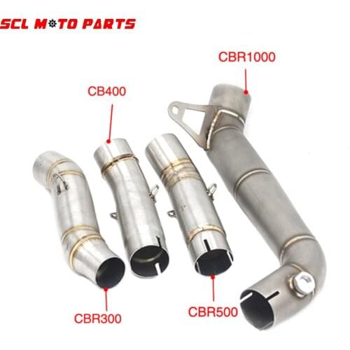 ALconstar-Motorcycle Exhaust Muffler Link Pipe Stainless Steel Motorbike Exhaust Middle Pipe For Honda CBR300 500 1000 CB400