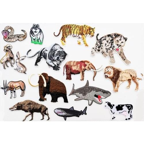 Antelope Snake Bison Rabbit Goat Wolf Dinosaur Hare Embroidered Cloth Rron On Patches Cloth Badge African Animal White Bear