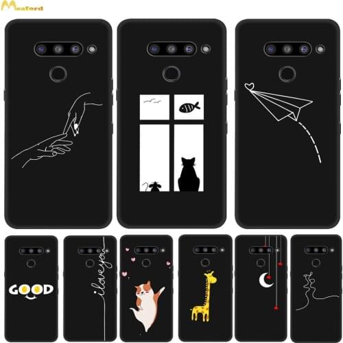 Cover For LG V50 Thinq 5G Phone Cases Black Silicone Coque For LG V500EM Case 6.4" For LG V 50 5G Covers Cute TPU Painted Fundas