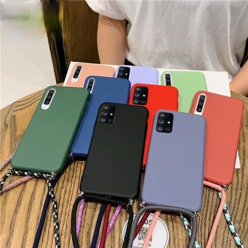 Liquid Silicone Lanyard Phone Case For Samsung Galaxy A52 A72 5G S20 FE A51 A71 A50 A70 S20 S10 Note 20 S21 Plus Samsung S21 FE