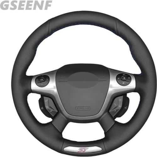 Car Accessories Steering Wheel Cover For Ford Focus 3 ST 2012-2014 Black Hand-stitched Comfortable and Soft Artificial Leather