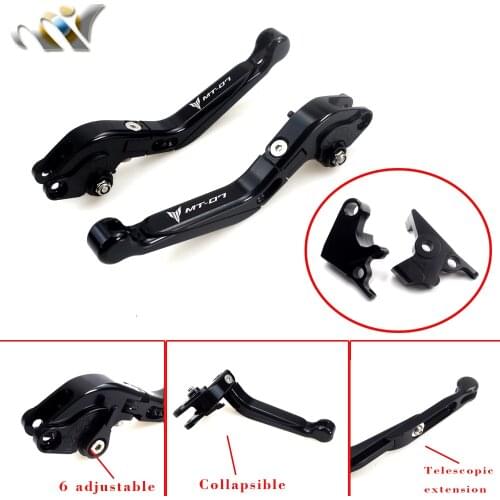 CNC Adjustable Foldable Extendable Motorbike Brakes Clutch Levers For YAMAHA MT07 MT 07 MT-07 2014 2015 2016 2017 LOGO MT-07