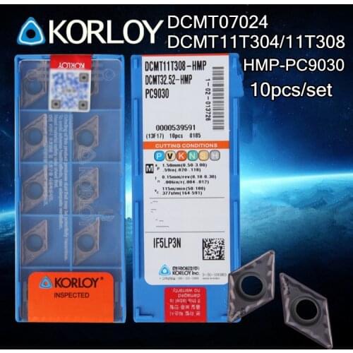 DCMT070204 DCMT11T304 DCMT11T308 HMP PC9030 10pcs 50pcs KORLOY Carbide insert Processing:stainless steel Free shipping