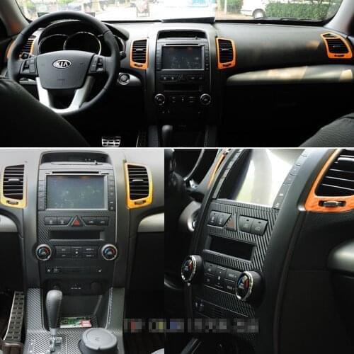 For Kia sorento 2009-2012 Interior Central Control Panel Door Handle 3D/5DCarbon Fiber Stickers Decals Car styling Accessorie