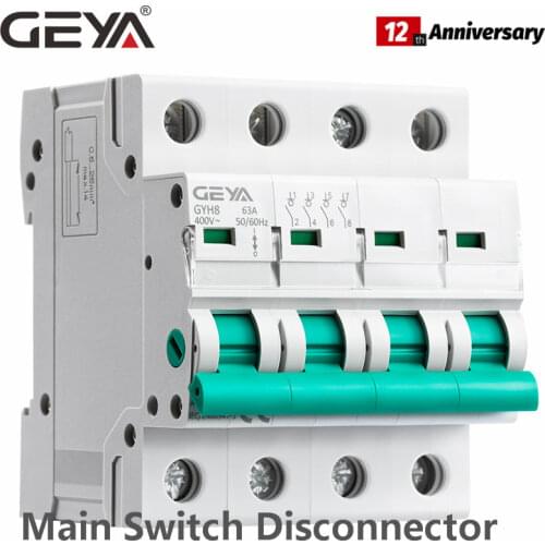 GEYA GYH8 Din Rail 4 Pole Isolating switch 400V Main Switch 63A 100A 125A Isolator Breaker