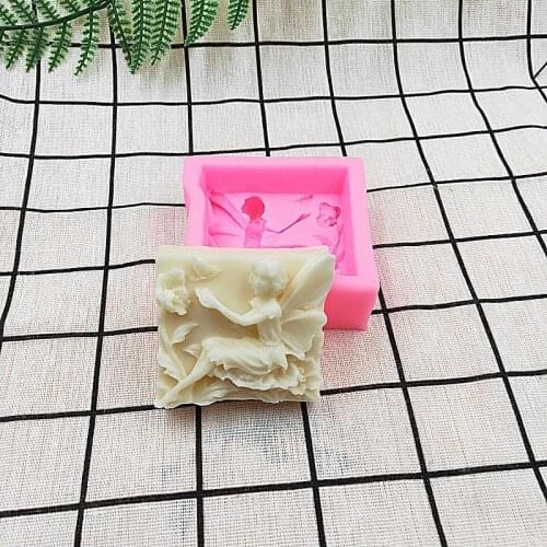 3D Angle Resin Clay Soap Mold Fairy with butterfly Figurine Handmade Bakeware Tools