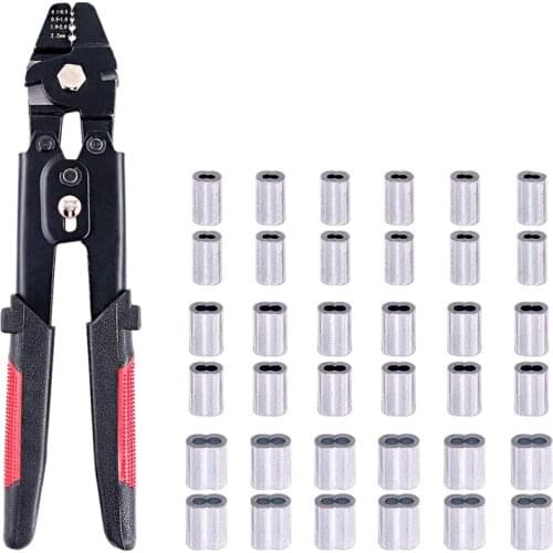 Wire Rope Crimping Tool Wire Rope Swager Crimpers Fishing Plier with Crimp Sleeves Kit