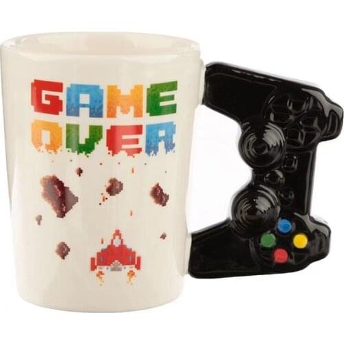 Ceramic Mugs Creative 3D Game Over Coffee Cups Student Milk Game Controller Handle Funny Mug Birthday Christmas Gamer Gift