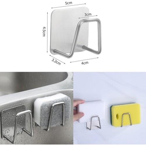 2PCS Kitchen Adhesive Strong Wall Hanger Hook sink Sponges Holder Drain Drying Rack Storage Organizer Bathroom Suction Cup Self