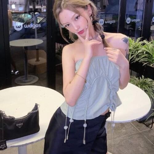 2021 summer multiple ways to wear corset drawstring corset vest simple outer wear adjustable bottoming shirt