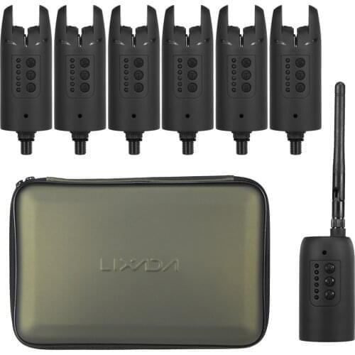 Lixada Wireless Digital Fishing Alarm Set Fishing Bite Sound Alert Kit Changeable Color LED Alarm Indicator with Portable Case