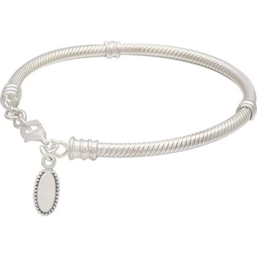 Lomeo 100% 925 Silver old style lobster clasp tag snake bone bracelet original DIY European hot selling female fashion jewelry