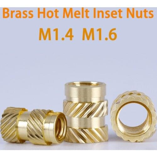M1.4 M1.6 Brass Hot Melt Inset Nuts Heating Molding Copper Thread Inserts Nut SL-Type Double Twill Knurled Injection Brass Nut