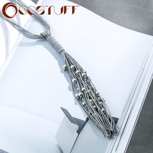 Trendy Jewelry Long Necklace for Wome Original Design Chokers Grey Tassel Pendant Chokers necklaces & pendants Jewellery Hotsale