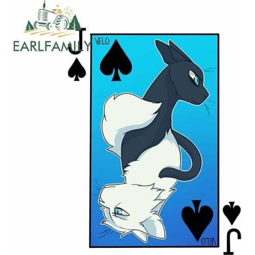 EARLFAMILY 13cm x 9.8cm for Jackdaws Cry Falling Feather Playing Card Motorcycle Decal Windows Personality Cartoon Car Stickers