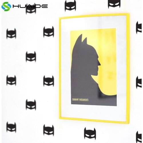 10X8cm Superhero Wall Art Decals 50pcs/set Black Vinyl Wall Stickers For Kids Room Boys Bedroom Wall Decoration Mural A323