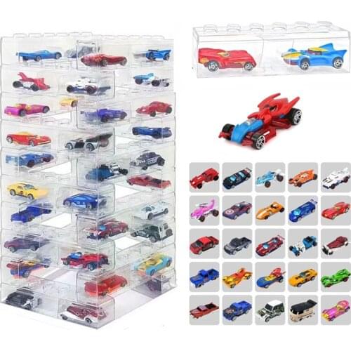 2021 New Kids Alloy Metal Cars Toys for Boys Children Gift Hobbies Diecast Vehicles Juguetes Carros with Plastic Box DIY Blocks