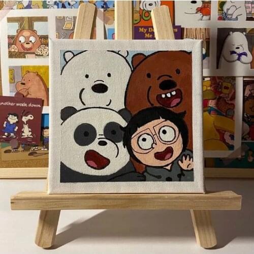 2021 New Mini Sketchpad Student DIY Canvas Creative Desktop Decoration Painting Easel Drawing Table