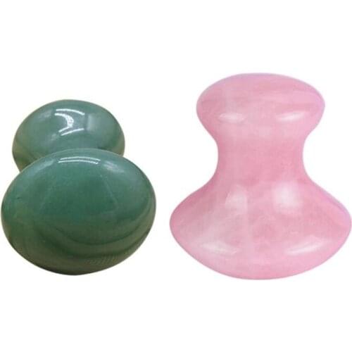 New 50pcs/lot Natural Rose Quartz Green Aventurine Mushroom Shape Gua Sha Guasha Scraping Massage Tool Board